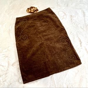 Hot Sauce Studded Corduroy Pencil Skirt Size Small